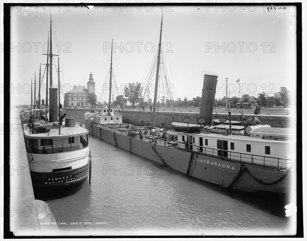 Poe Lock, Sault Ste. Marie, between 1890 and 1899. Creator: Unknown.