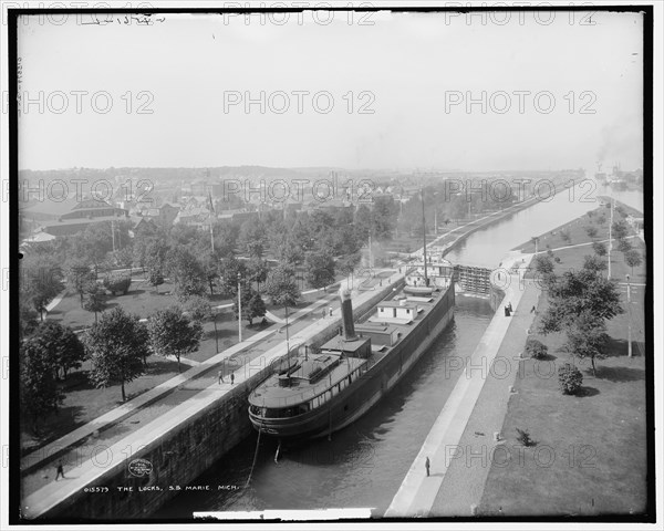 The Locks, S.S. Marie, Mich., c1908. Creator: Unknown.