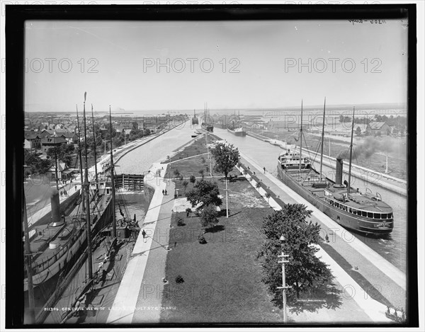 General view of locks, Sault Ste. Marie, between 1890 and 1899. Creator: Unknown.