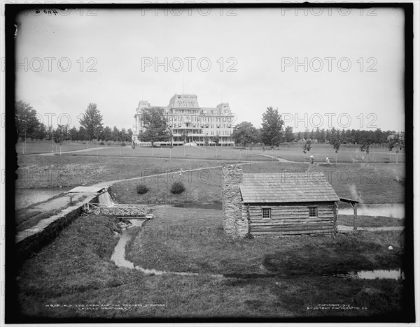 Old log cabin and the Rexmere, Stamford, Catskill Mountains, N.Y., c1902. Creator: Unknown.