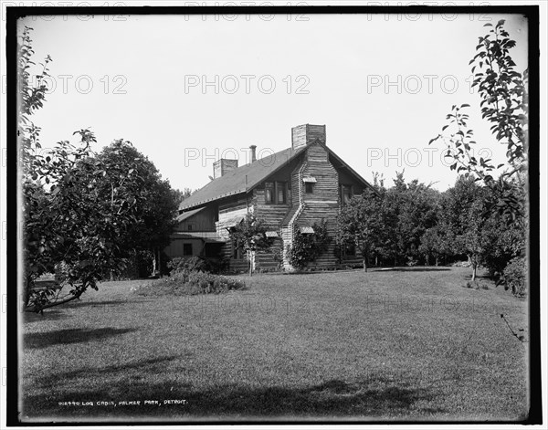 Log cabin, Palmer Park, Detroit, between 1890 and 1901. Creator: Unknown.