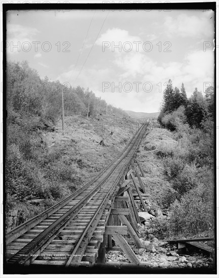 Beginning the ascent, Mt. Wash. Ry., White Mountains, between 1890 and 1901. Creator: Unknown.