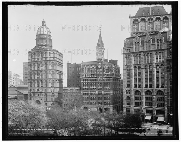 Newspaper Row, Park Row, New York, c1900. Creator: Unknown.