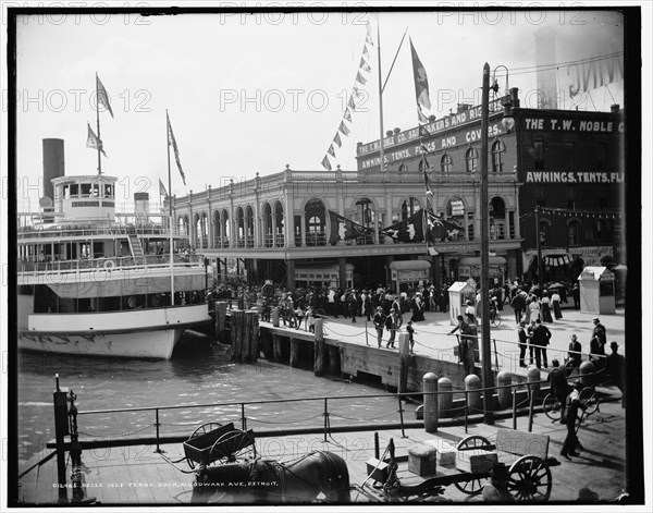 Belle Isle ferry dock, Woodward Av., Detroit, between 1890 and 1901. Creator: Unknown.