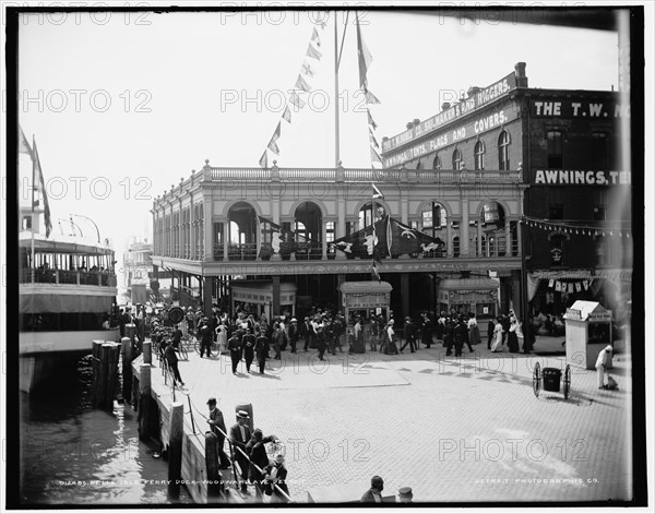 Belle Isle ferry dock, Woodward Av., Detroit, between 1890 and 1901. Creator: Unknown.