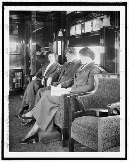 Observation car on a deluxe overland limited train, between 1910 and 1920. Creator: Unknown.