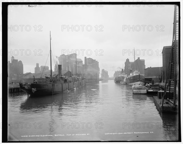 River and elevators, Buffalo, foot of Michigan St., c1900. Creator: Unknown.