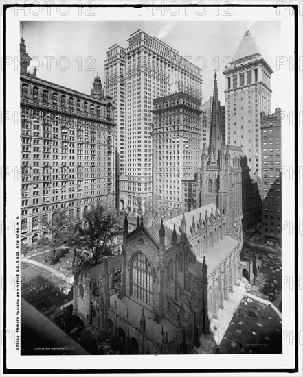 Trinity Church and office buildings, New York, N.Y., c.between 1910 and 1920. Creator: Unknown.