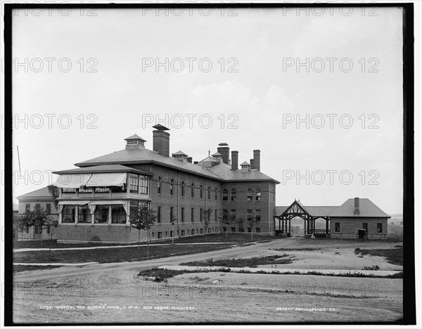 Hospital and nurses' home, U. of M., Ann Arbor, Michigan, between 1890 and 1901. Creator: Unknown.