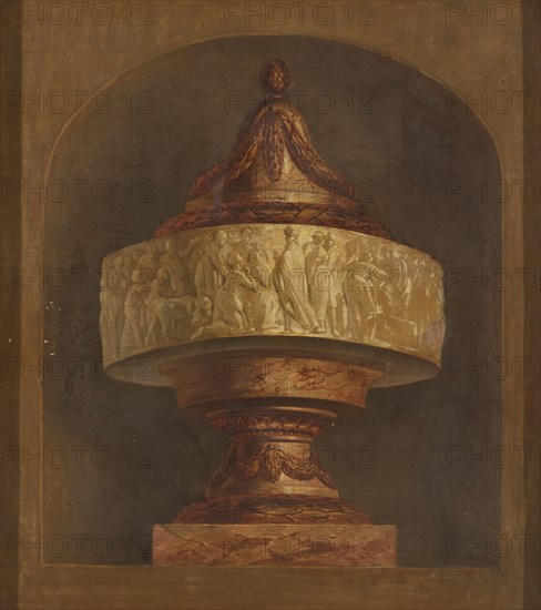 Wallpaper painting with decorative vase, c.1776. Creator: Juriaan Andriessen.