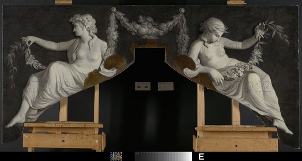 Overdoor with Representation of Two Reclining Women with Garlands, c.1786. Creator: Juriaan Andriessen.