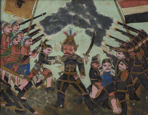 Battle between Dutch soldiers and indigenous people, 1800-1900. Creator: Unknown.
