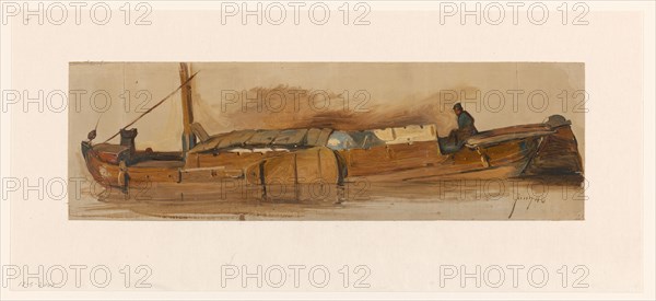 Barge with skipper, 1832-1880. Creator: Jan Weissenbruch.