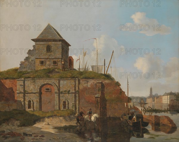 City Wall with Gunpowder Magazine, 1830. Creator: Carel Jacobus Behr.