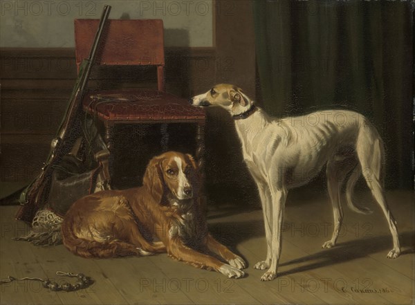 Hunting Companions, 1860. Creator: Conradyn Cunaeus.