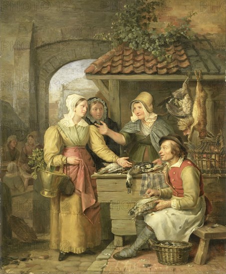 The Poultry Stall, c.1830. Creator: Willem Jodocus Mattheus Engelberts.