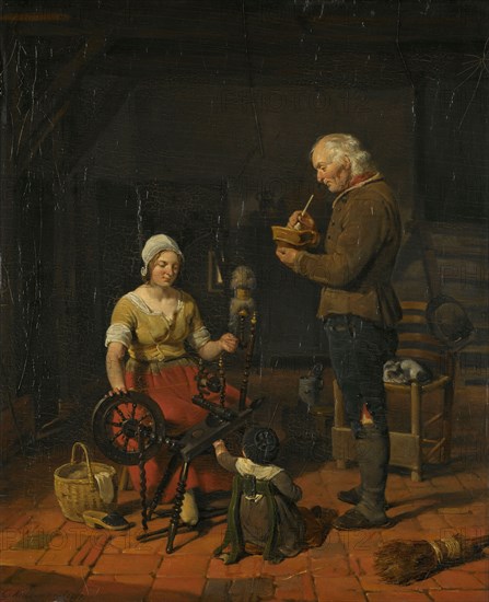 Peasant Family in their Cottage, 1817. Creator: Cornelis Kruseman.