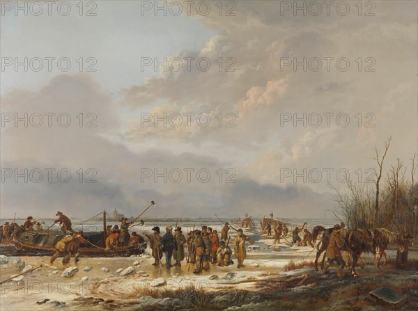 Breaking the Ice on the Karnemelksloot, Naarden, January 1814, 1814-1815. Creator: Pieter Gerardus van Os.