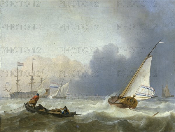 Rough Sea with a Dutch Yacht, 1694. Creator: Ludolf Bakhuizen.
