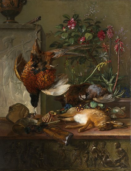 Still Life with Game and a Greek Stele: Allegory of Autumn, 1818. Creator: Georgius Jacobus Johannes van Os.