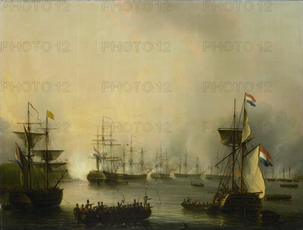 The Bombardment of Palembang, Sumatra, 24 June 1821, 1821-1848. Creator: Martinus Schouman.