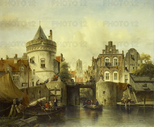 Imaginary View based on the Kolksluis, Amsterdam, 1839. Creator: Salomon Leonardus Verveer.