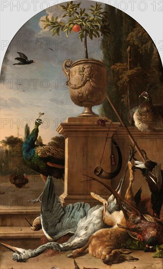 A Hunter’s Bag on a Terrace, c.1678. Creator: Melchior d'Hondecoeter.