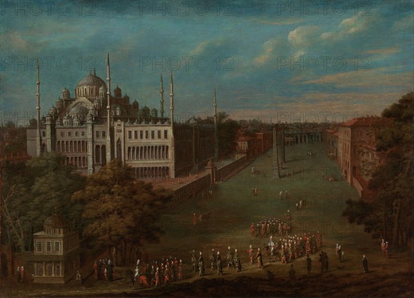 The Grand Vizier Crossing the Atmeydani (Horse Square), 1720-1737. Creator: Jean Baptiste Vanmour.