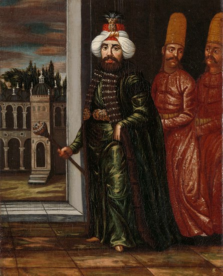 Portrait of Sultan Ahmed III, 1700-1737. Creator: Workshop of Jean Baptiste Vanmour.