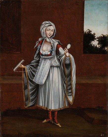 Woman from the Island of Kithnos (Thermia), 1700-1737. Creator: Workshop of Jean Baptiste Vanmour.