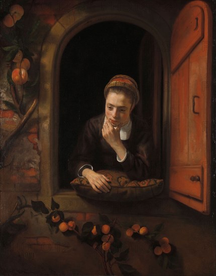 Girl at a Window, known as 'The Daydreamer', 1650-1660. Creator: Nicolaes Maes.