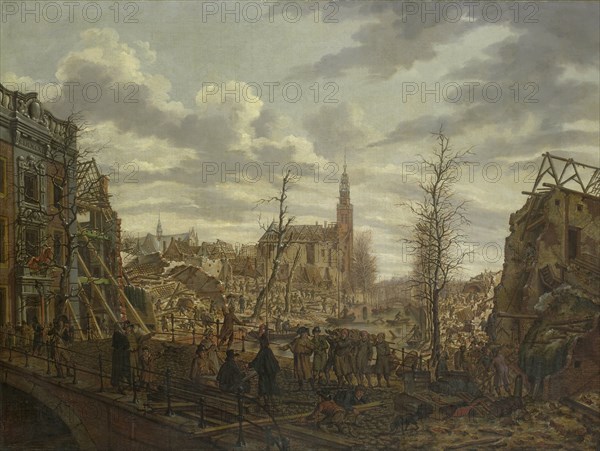 The Rapenburg, Leiden, three Days after the Explosion of a Powder Ship on 12 January 1807, (1807).  Creator: Johannes Jelgerhuis.