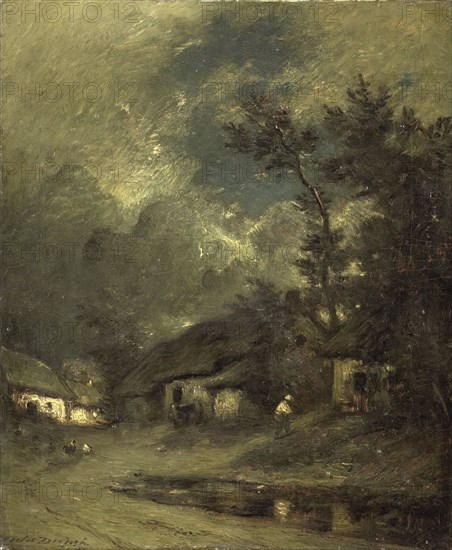A Village by Night, 1840-1889. Creator: Jules Dupré.