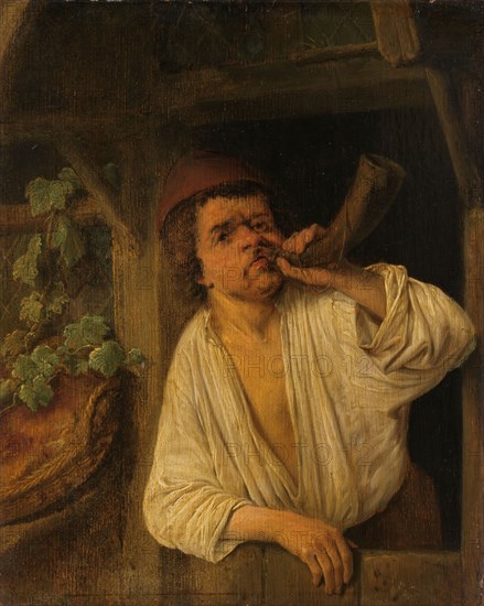 A Baker Sounding his Horn, c.1648. Creator: Adriaen van Ostade.