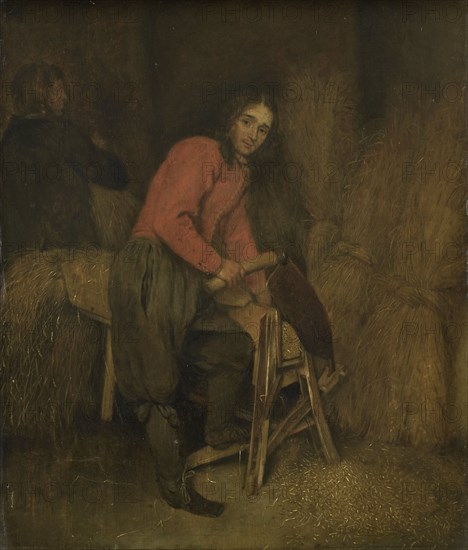 Trimming bales of hay, 1660-1684. Creator: Gaspar Netscher.