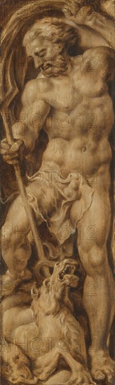 Neptune Stabbing a Sea Horse, c.1550-c.1560. Creator: Maerten van Heemskerck.