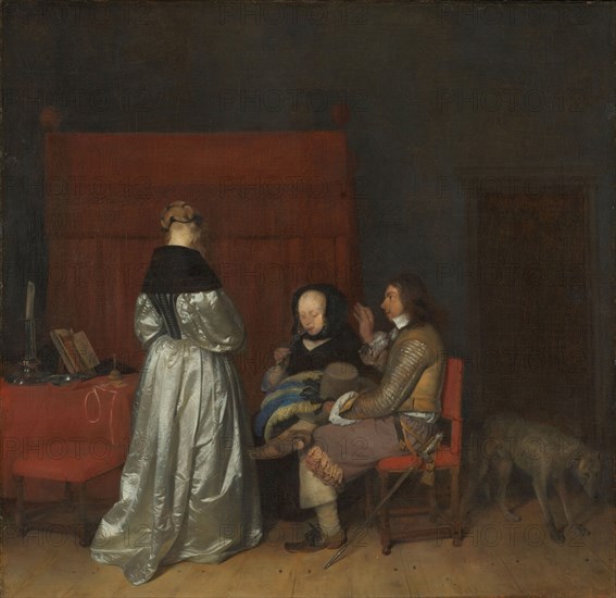 Gallant Conversation, Known as 'The Paternal Admonition', c.1654. Creator: Gerard Terborch II.