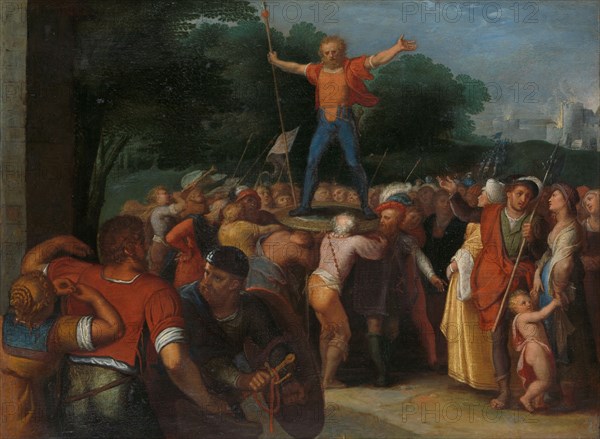 Brinno Raised upon the Shield, 1600-1613. Creator: Otto Van Veen.