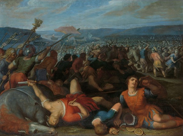 The Batavians Defeating the Romans on the Rhine, 1600-1613. Creator: Otto Van Veen.