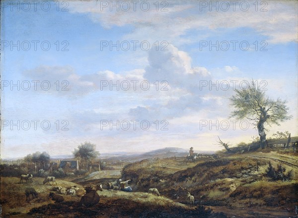 Hilly Landscape with a High Road, 1660-1672. Creator: Adriaen van de Velde.