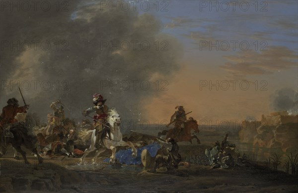 Cavalry Attack at Sunset, 1646. Creator: Jan Asselijin.