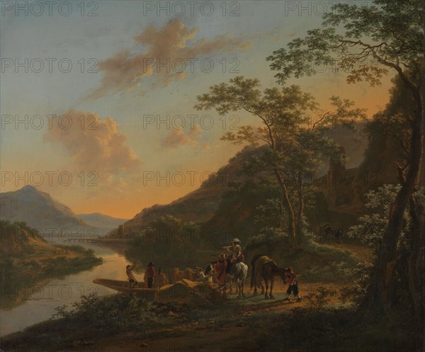 Italian Landscape with Ferry, c.1650-1652. Creator: Jan Dirksz Both.