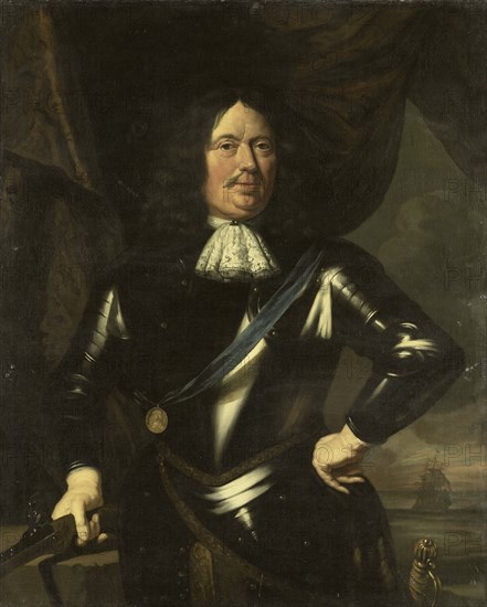 Portrait of an Admiral, possibly Adriaen Banckert, Vice-Admiral of Zeeland, c.1670. Creator: Unknown.