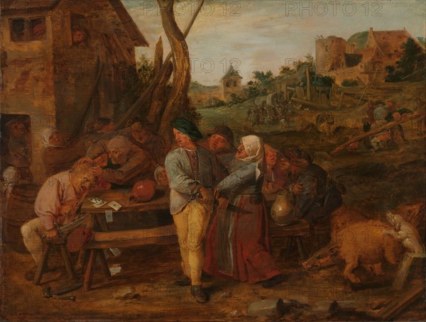Card Fight outside a Country Tavern, c.1628-c.1630. Creator: Adriaen Brouwer.