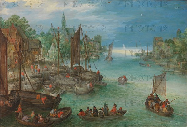 View of a City along a River, c.1630. Creator: Jan Brueghel the Elder.