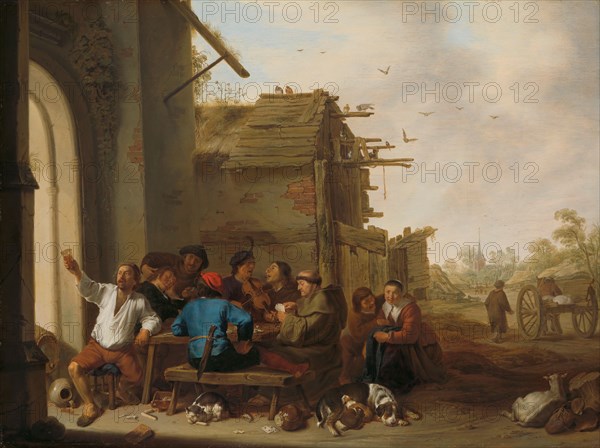 Figures before a Village Inn, 1642. Creator: Cornelis Saftleven.