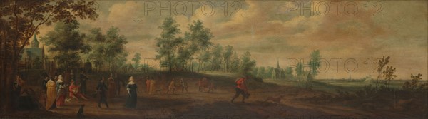 Landscape with a Couple Dancing outside a Country Mansion, 1645. Creator: Pieter Meulener.