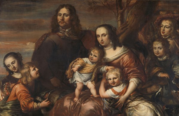A couple with six children, 1650-1678. Creator: Jurgen Ovens.