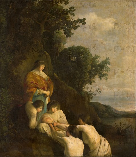 Pharaoh's Daughter Discovers Moses in the Rush Basket, c.1635-c.1638. Creator: Paulus Bor.