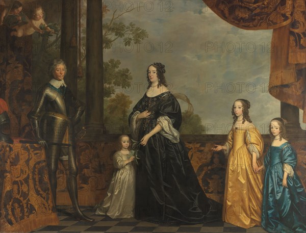 Frederick Henry, his Consort Amalia of Solms, and their Three Youngest Daughters, c.1647. Creator: Gerrit van Honthorst.